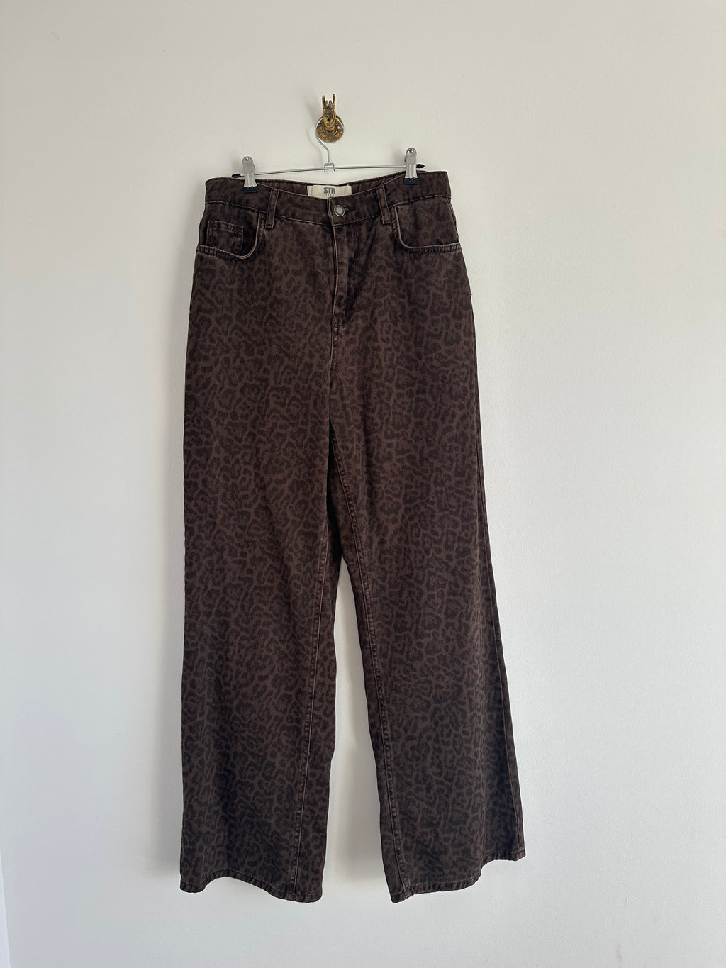 Bow jeans panter bruin