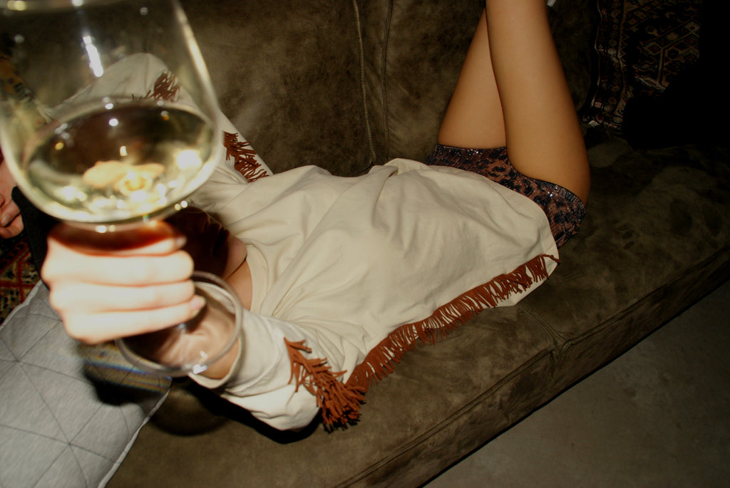 Franje longsleeve beige