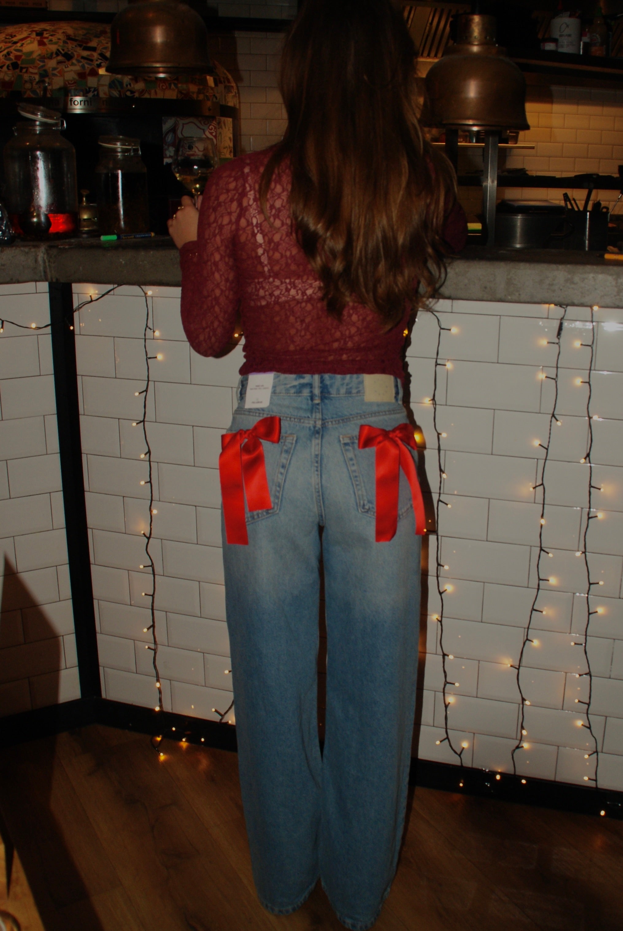 Bow jeans rood