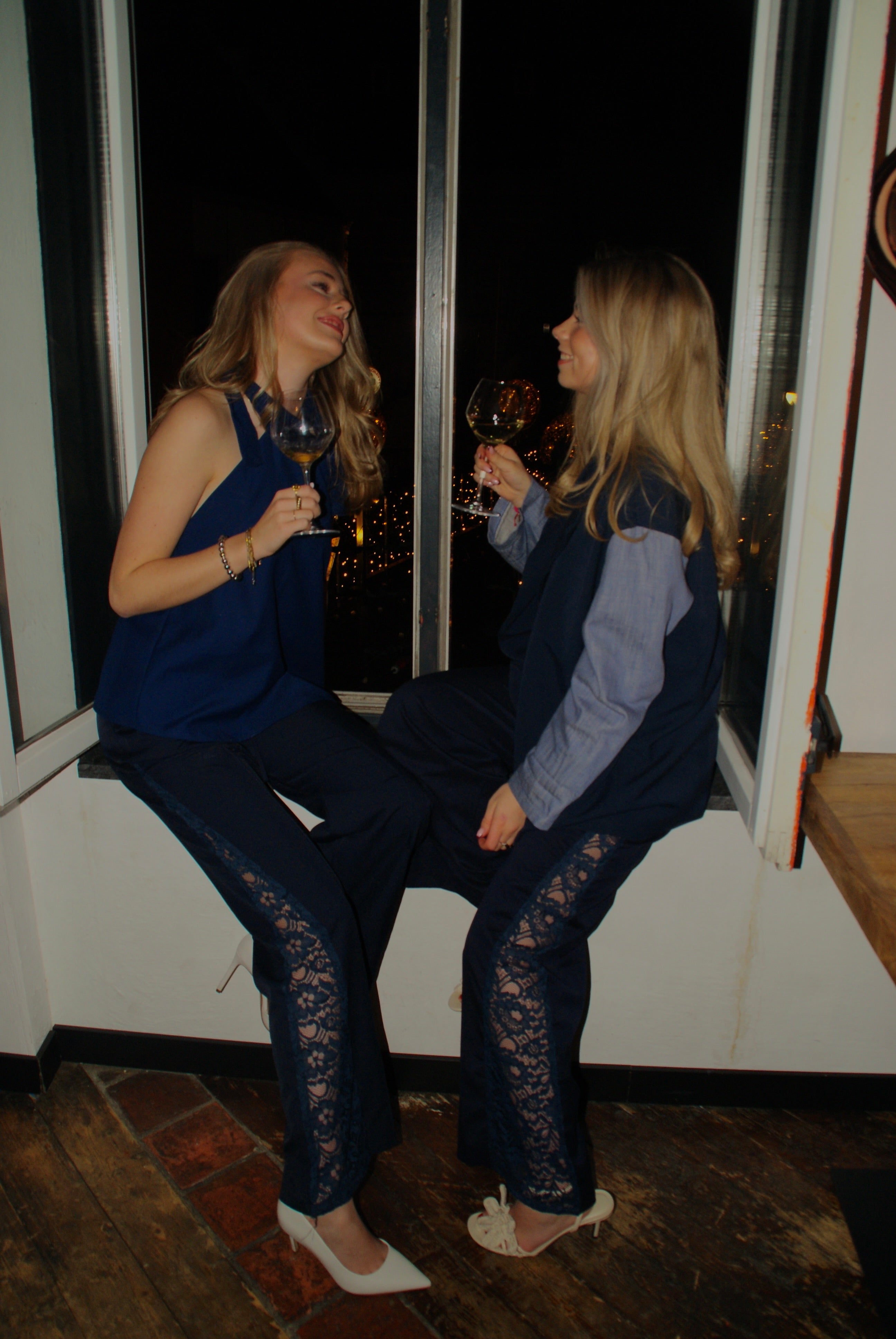 Lace pantalon  donkerblauw