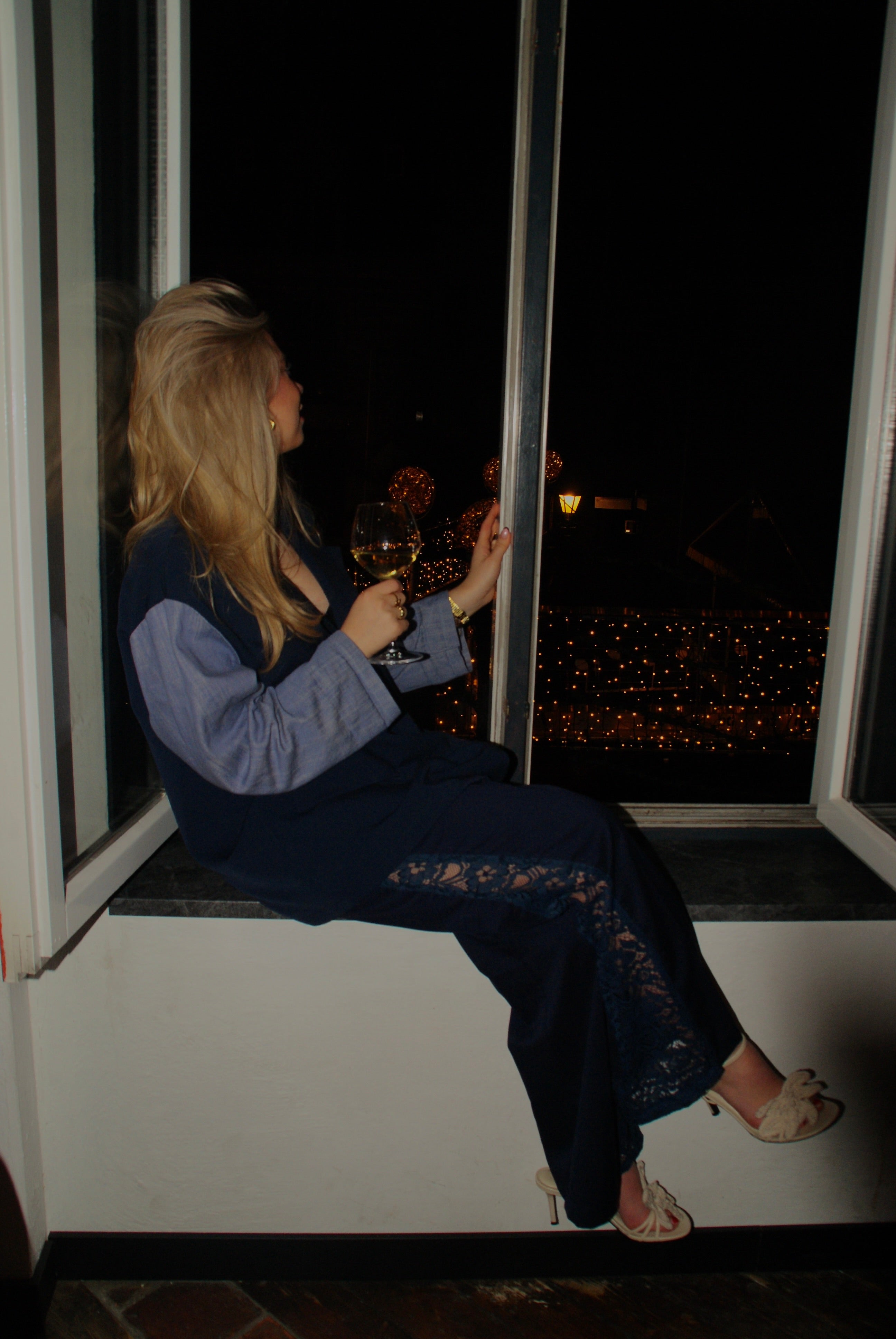 Lace pantalon  donkerblauw