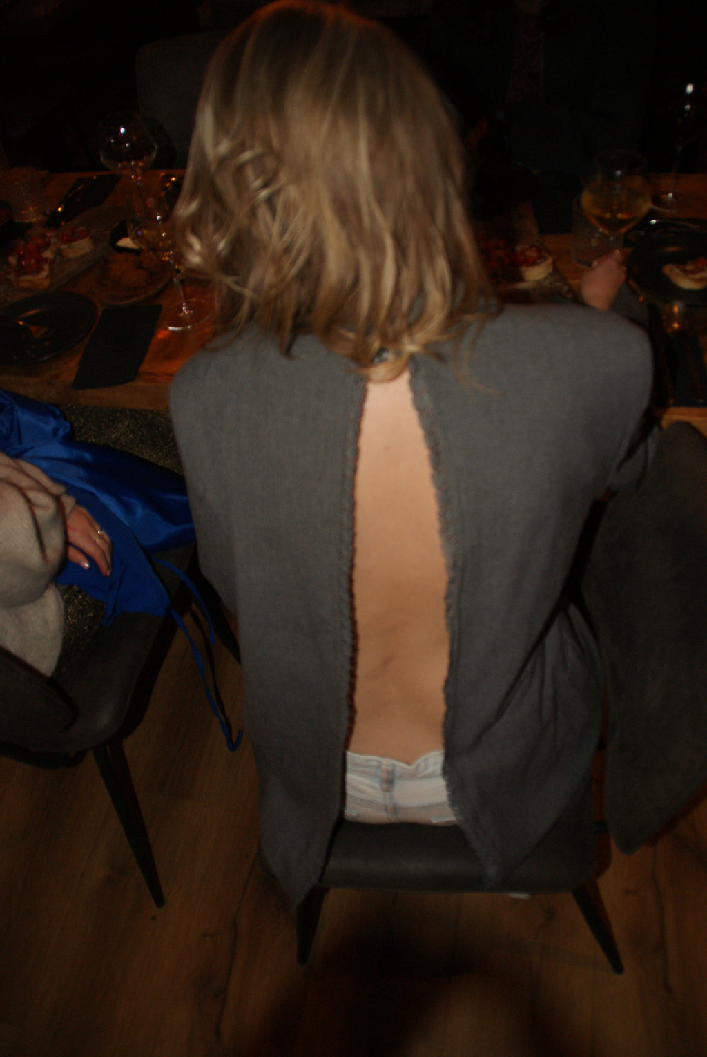 Blazer met open rug grijs