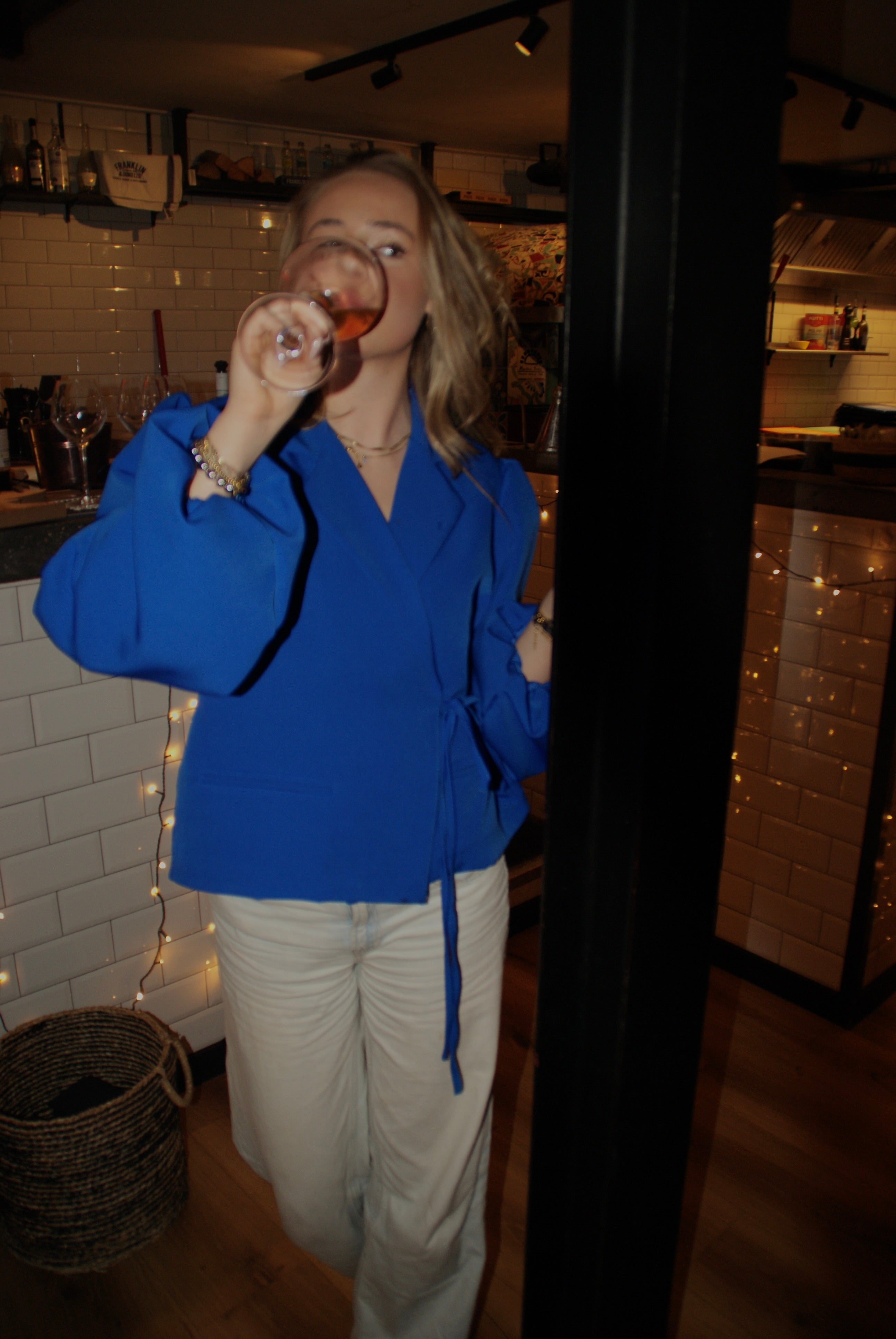 Blazer met open rug blauw