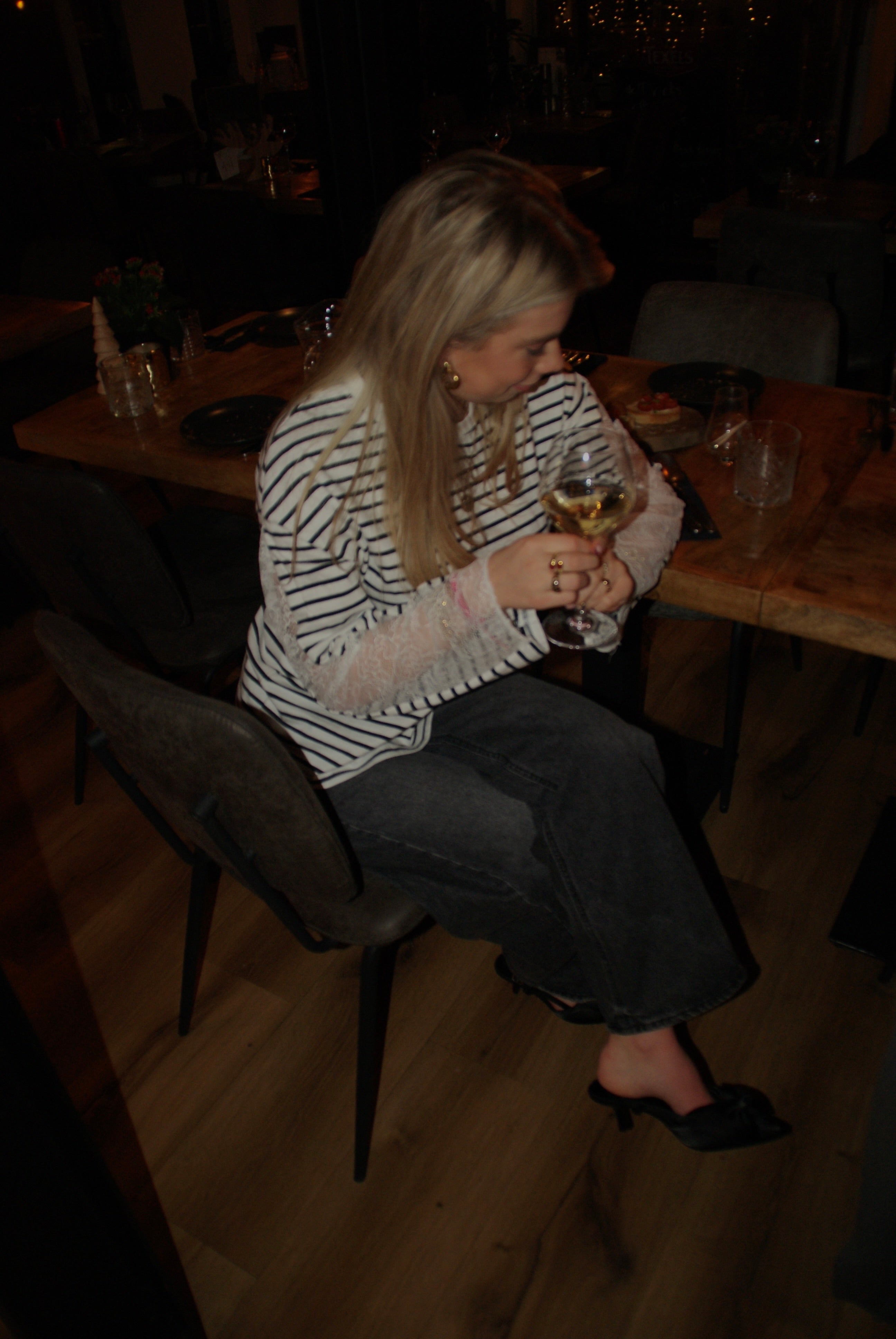 Lace longsleeve zwart wit