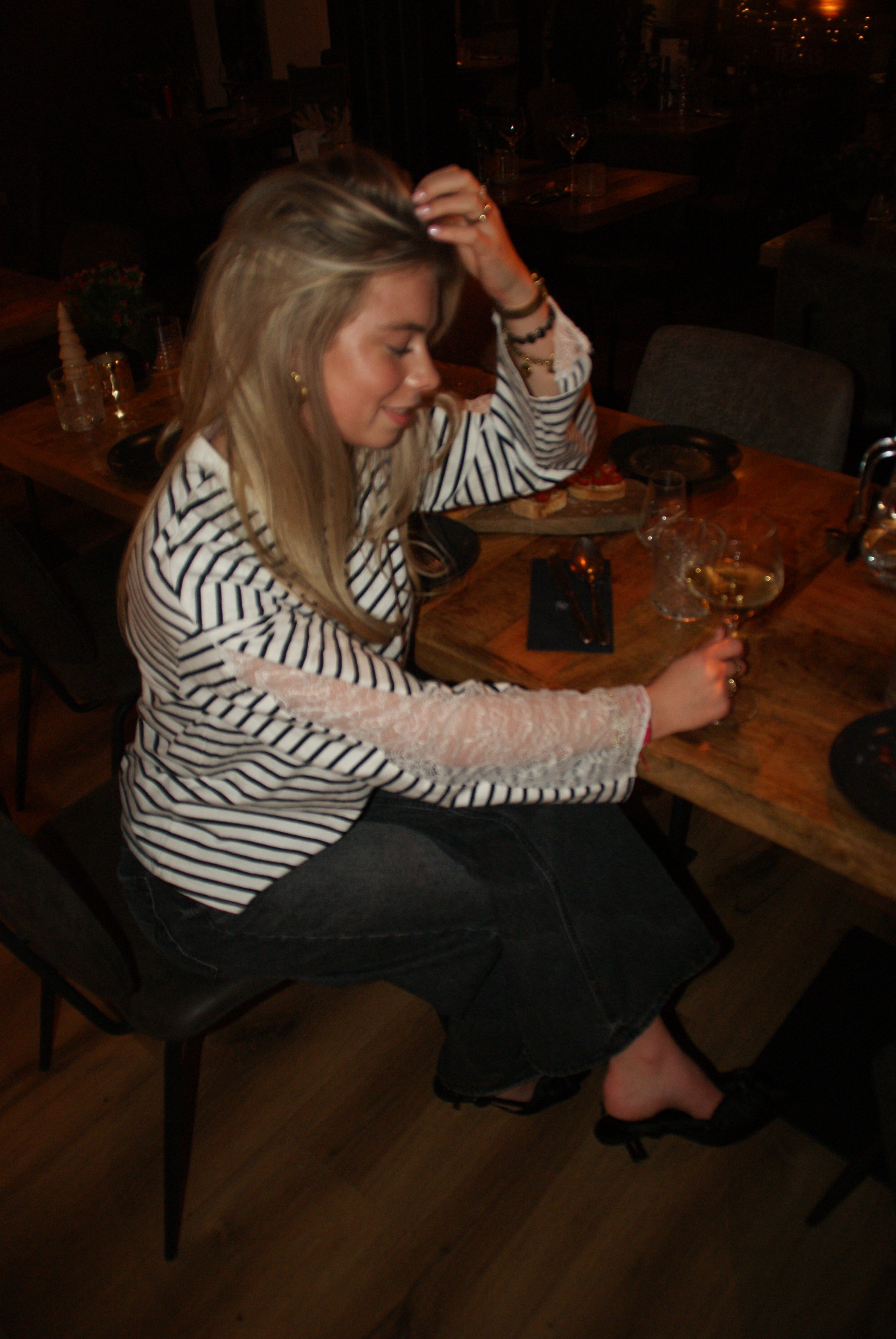 Lace longsleeve zwart wit