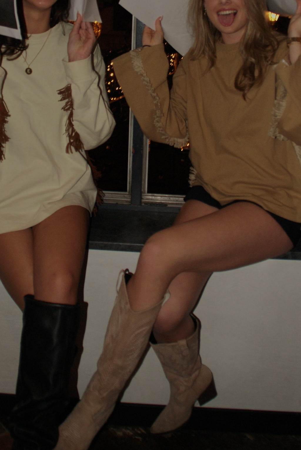 Franje longsleeve bruin