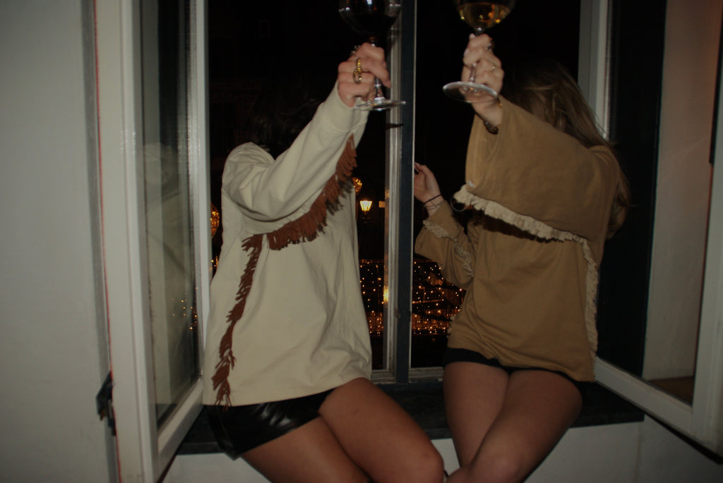 Franje longsleeve bruin