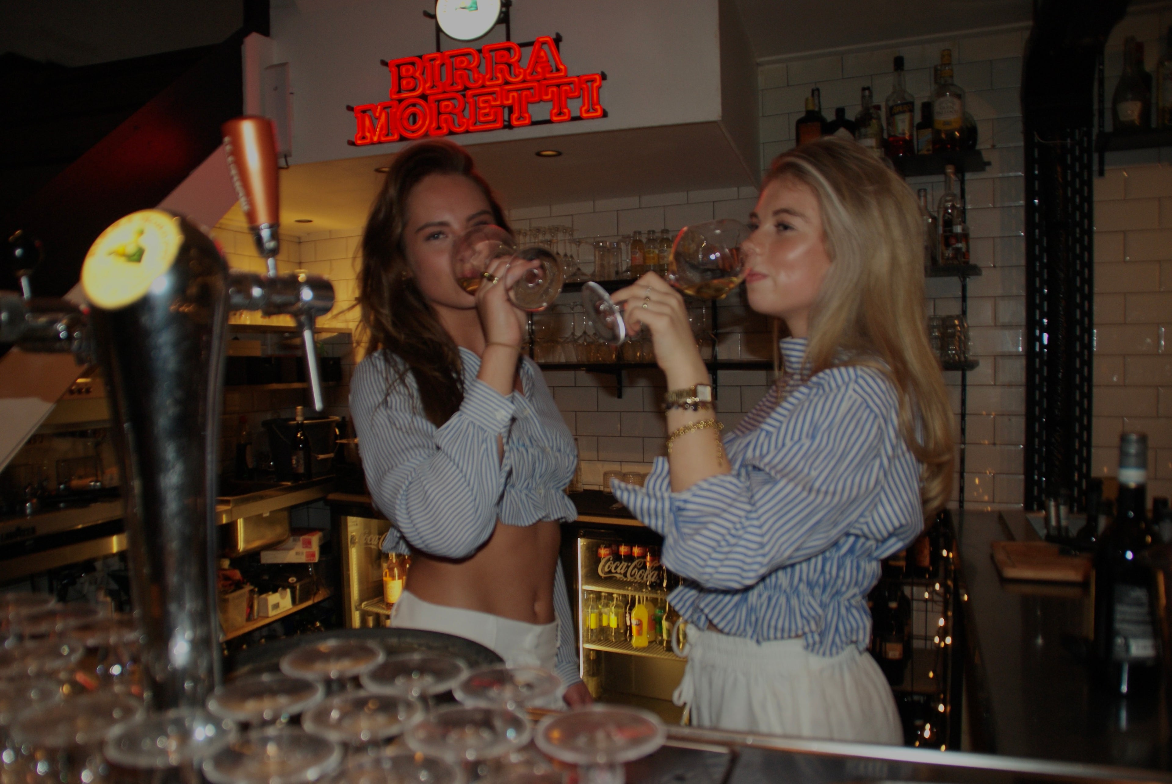 Elastiek blouse blauw wit gestreept