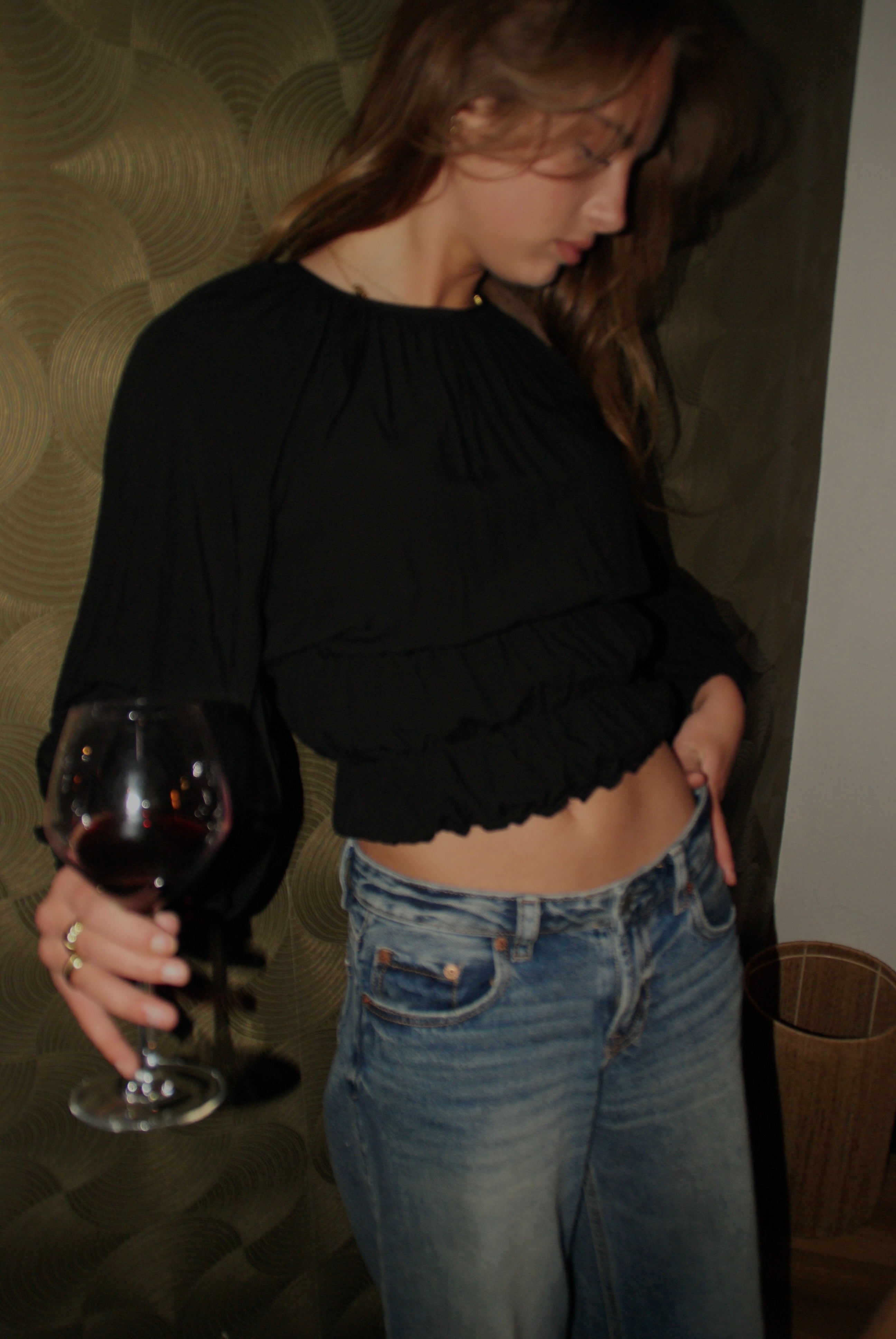 Zwarte blouse elastiek