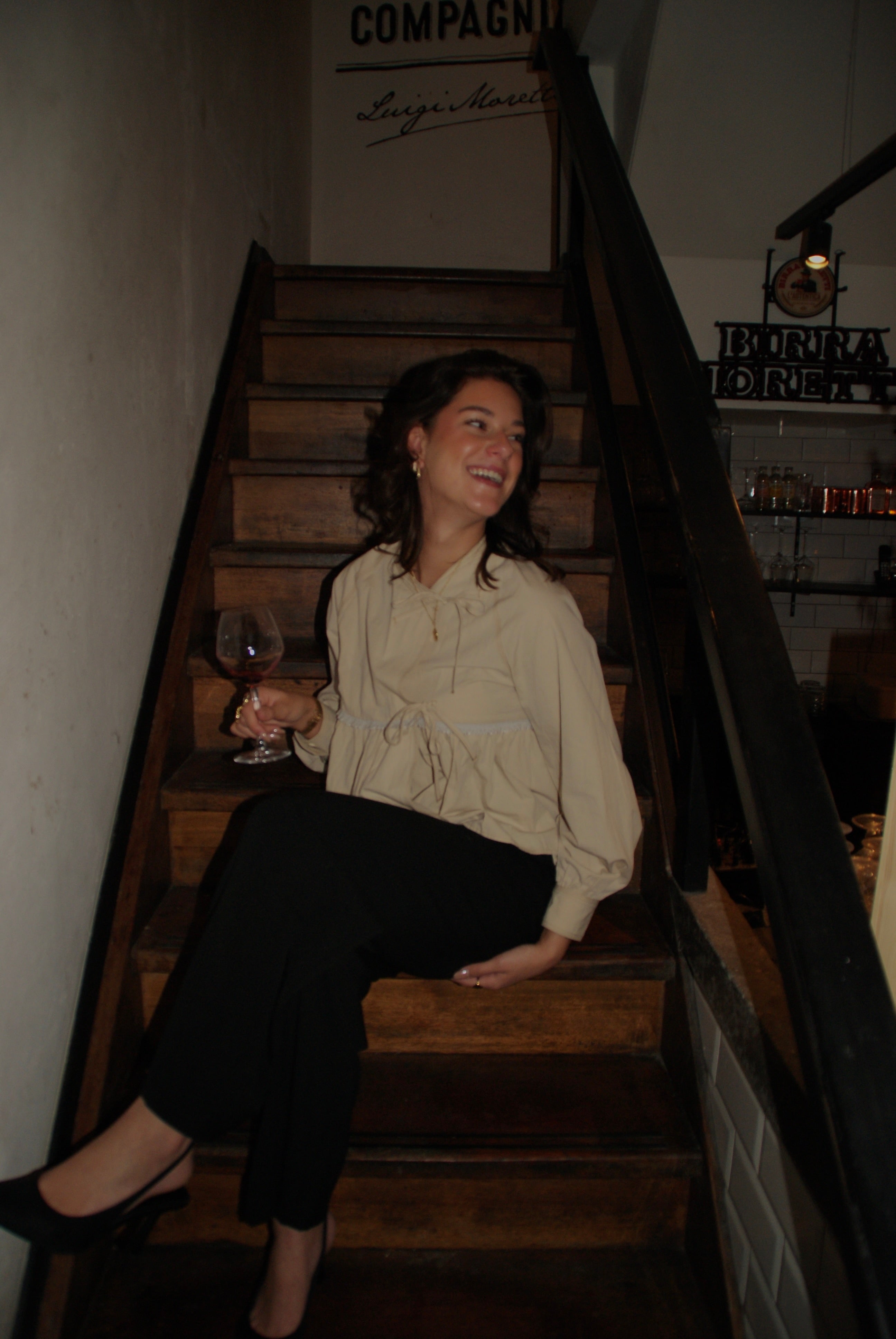 Beige overslag blouse