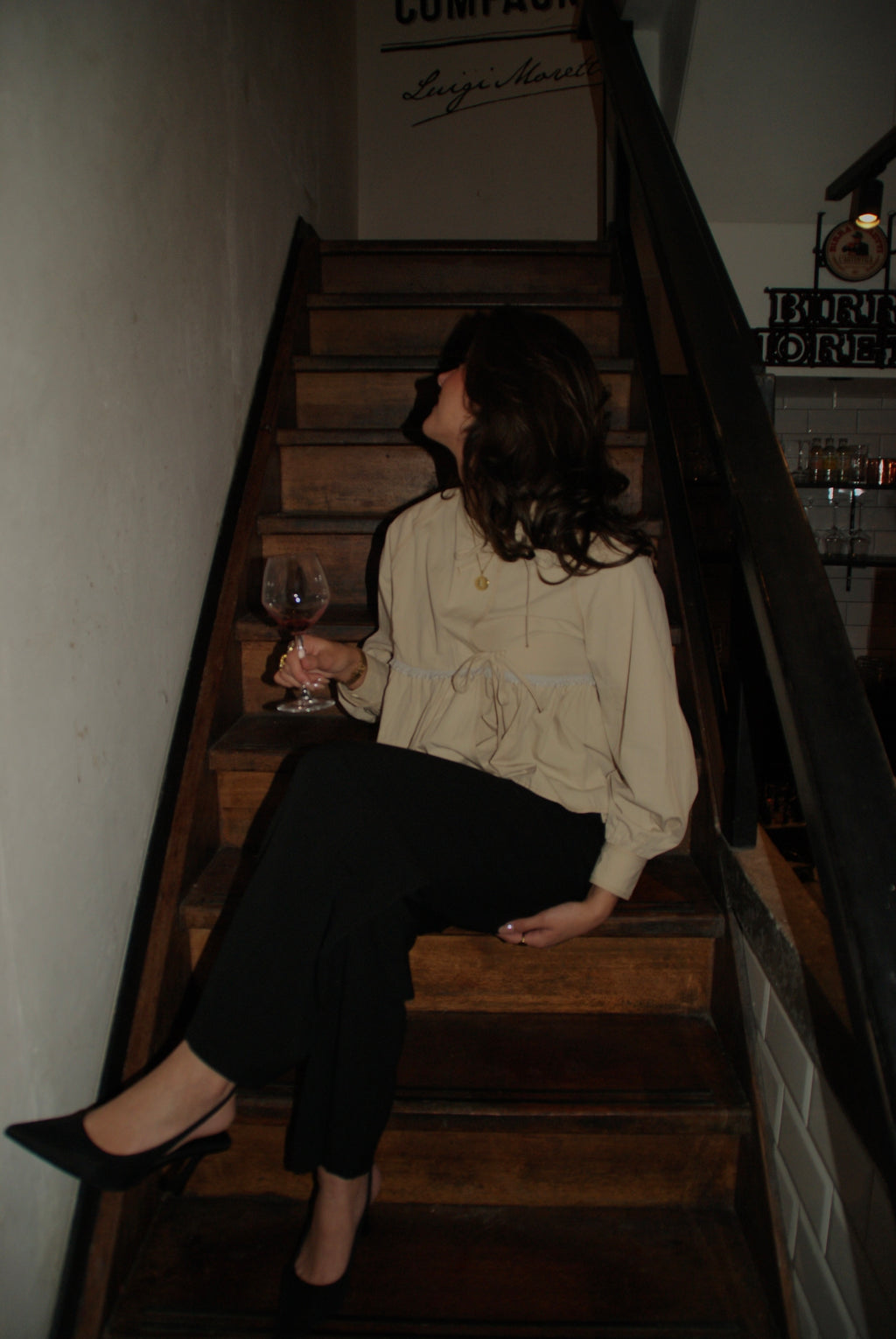 Beige overslag blouse