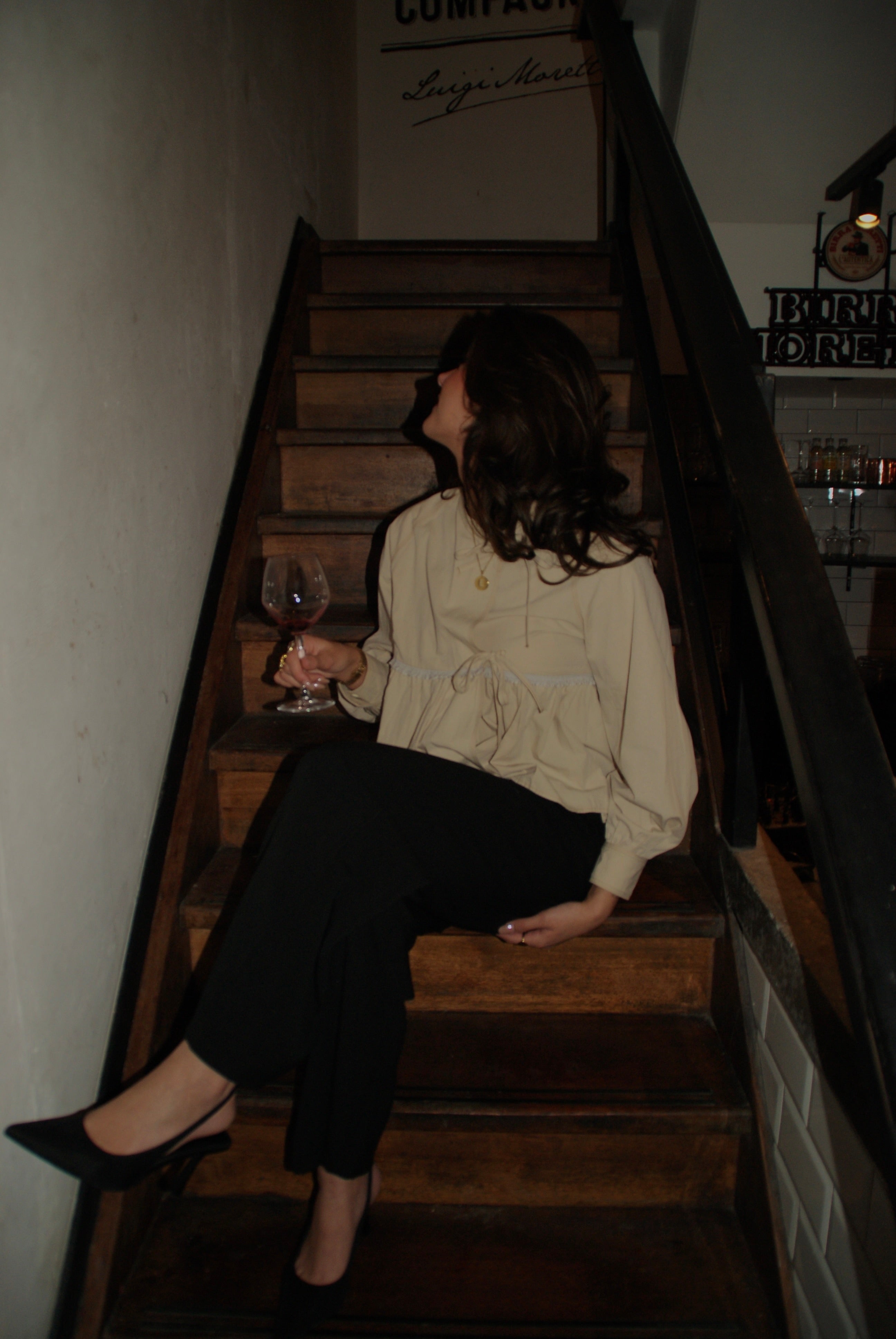 Beige overslag blouse