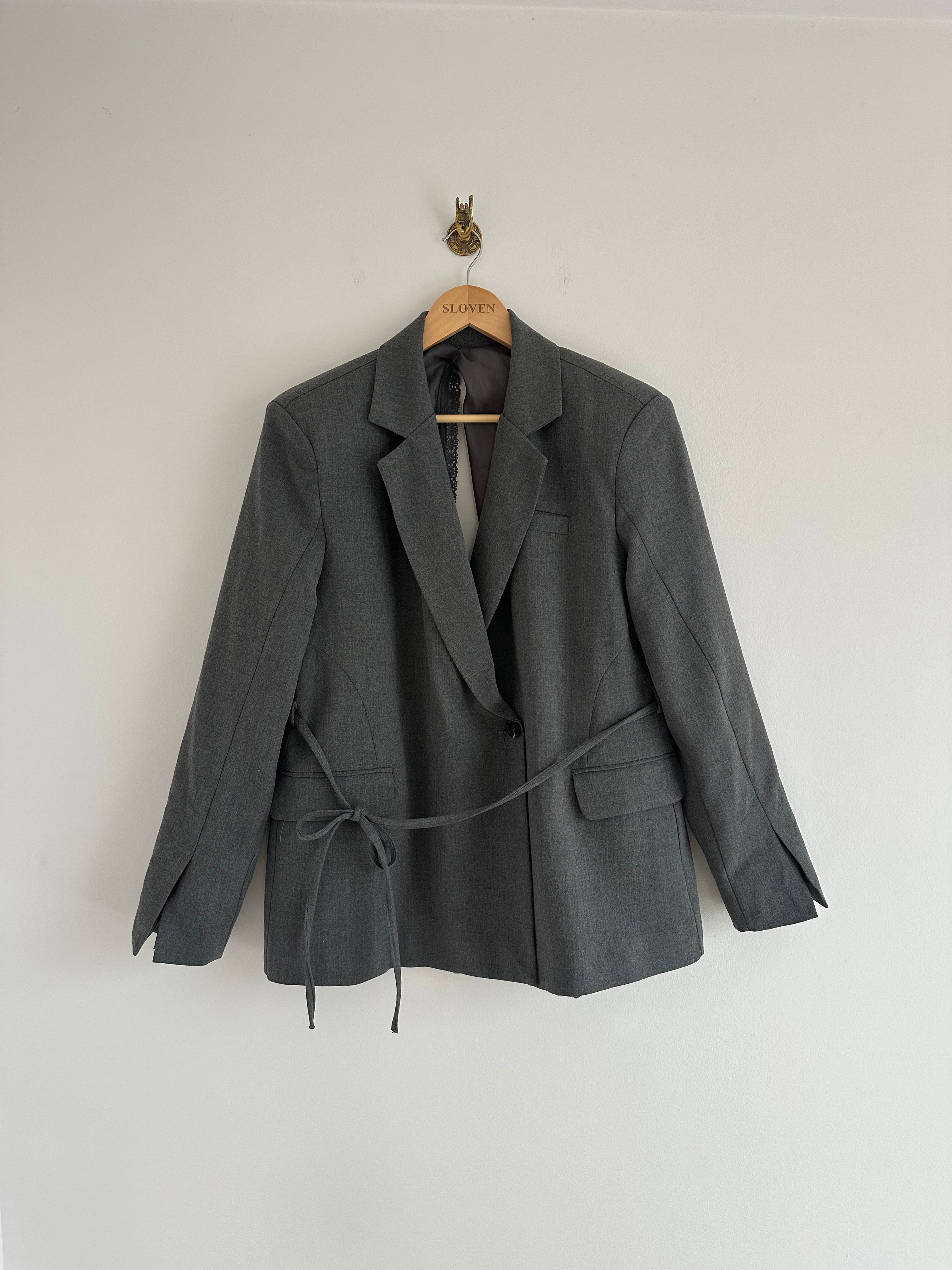 Blazer met open rug grijs