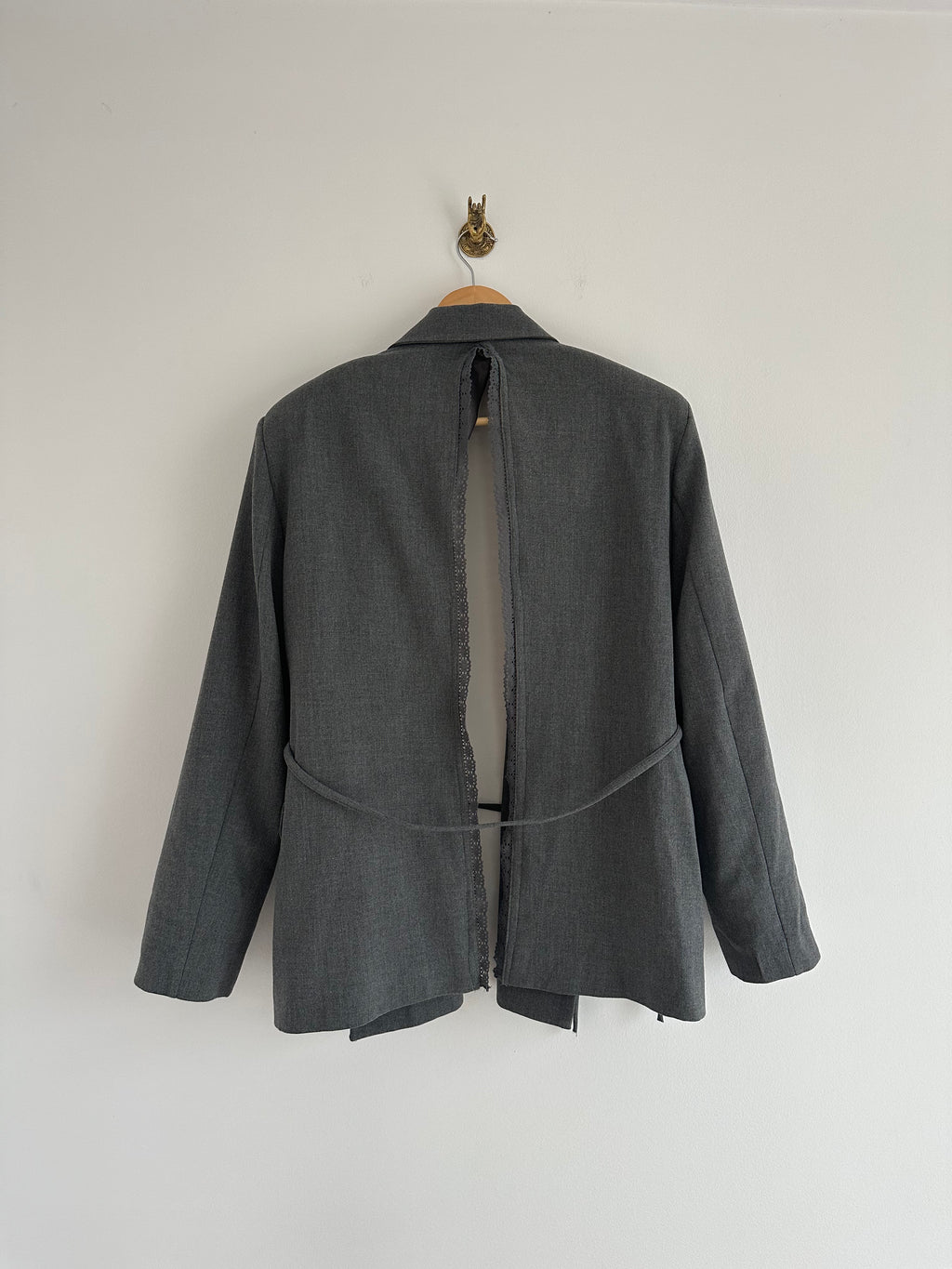 Blazer met open rug grijs