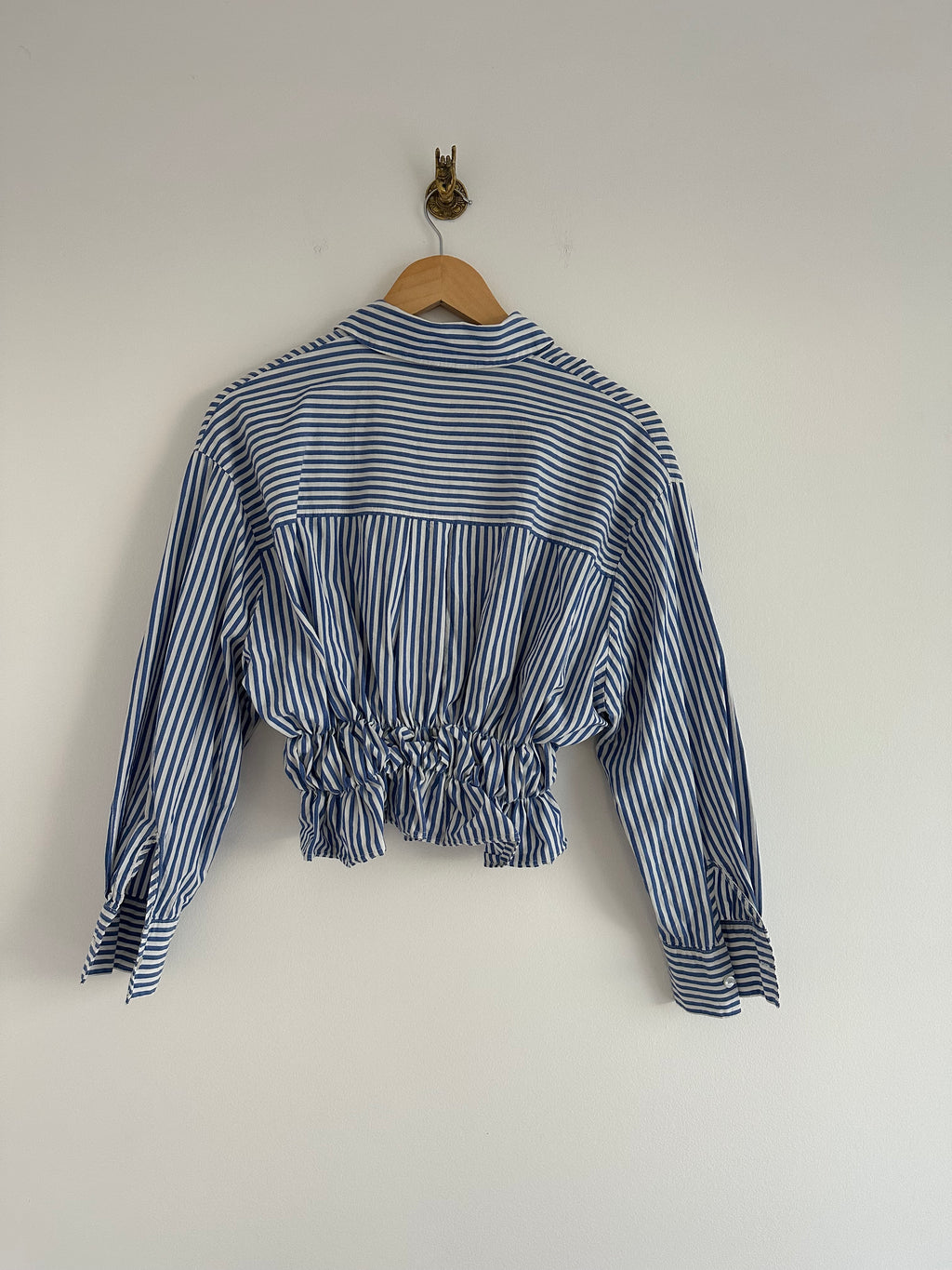 Elastiek blouse blauw wit gestreept