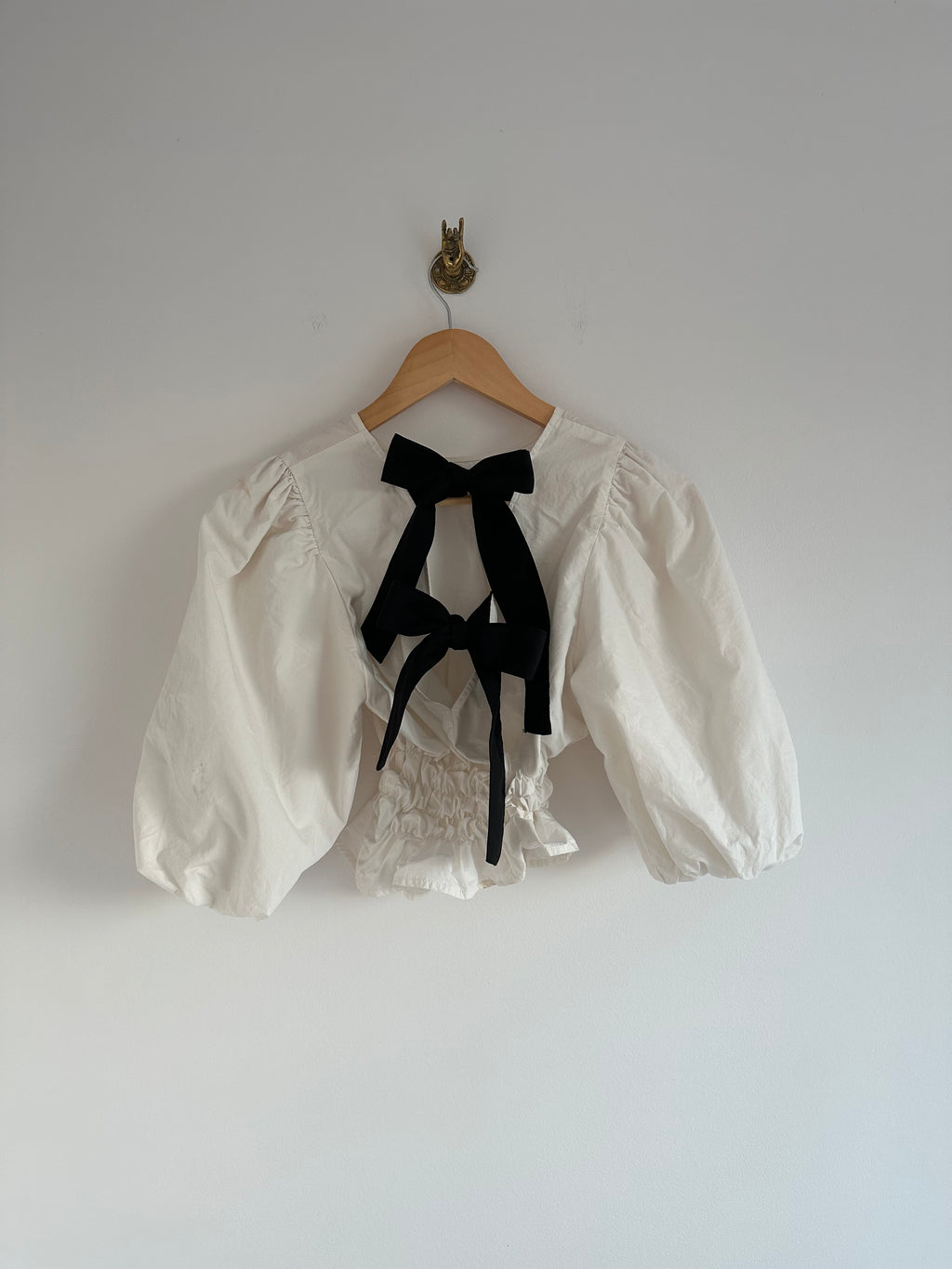 Bow blouse elastiek wit
