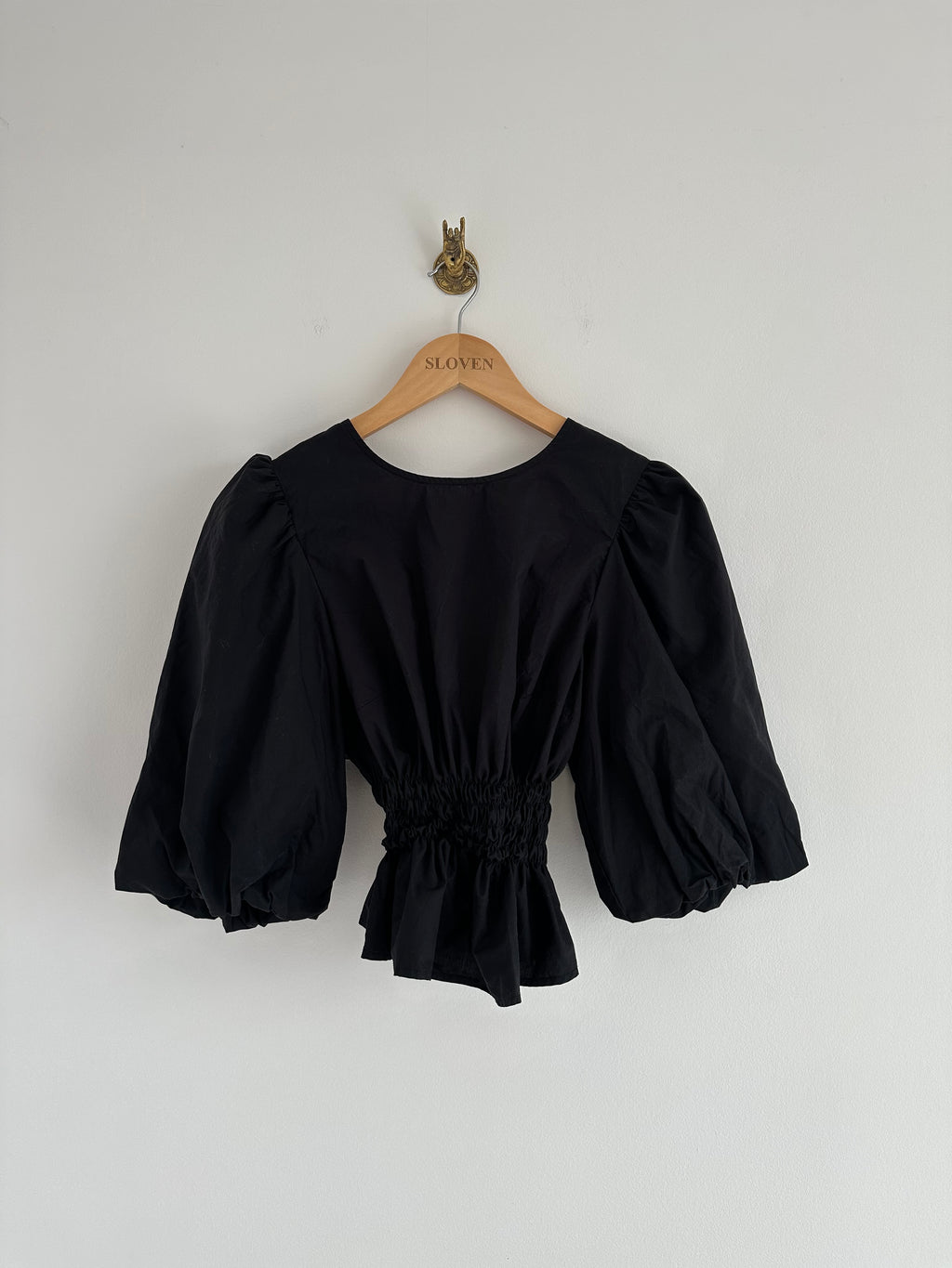 Bow blouse elastiek zwart