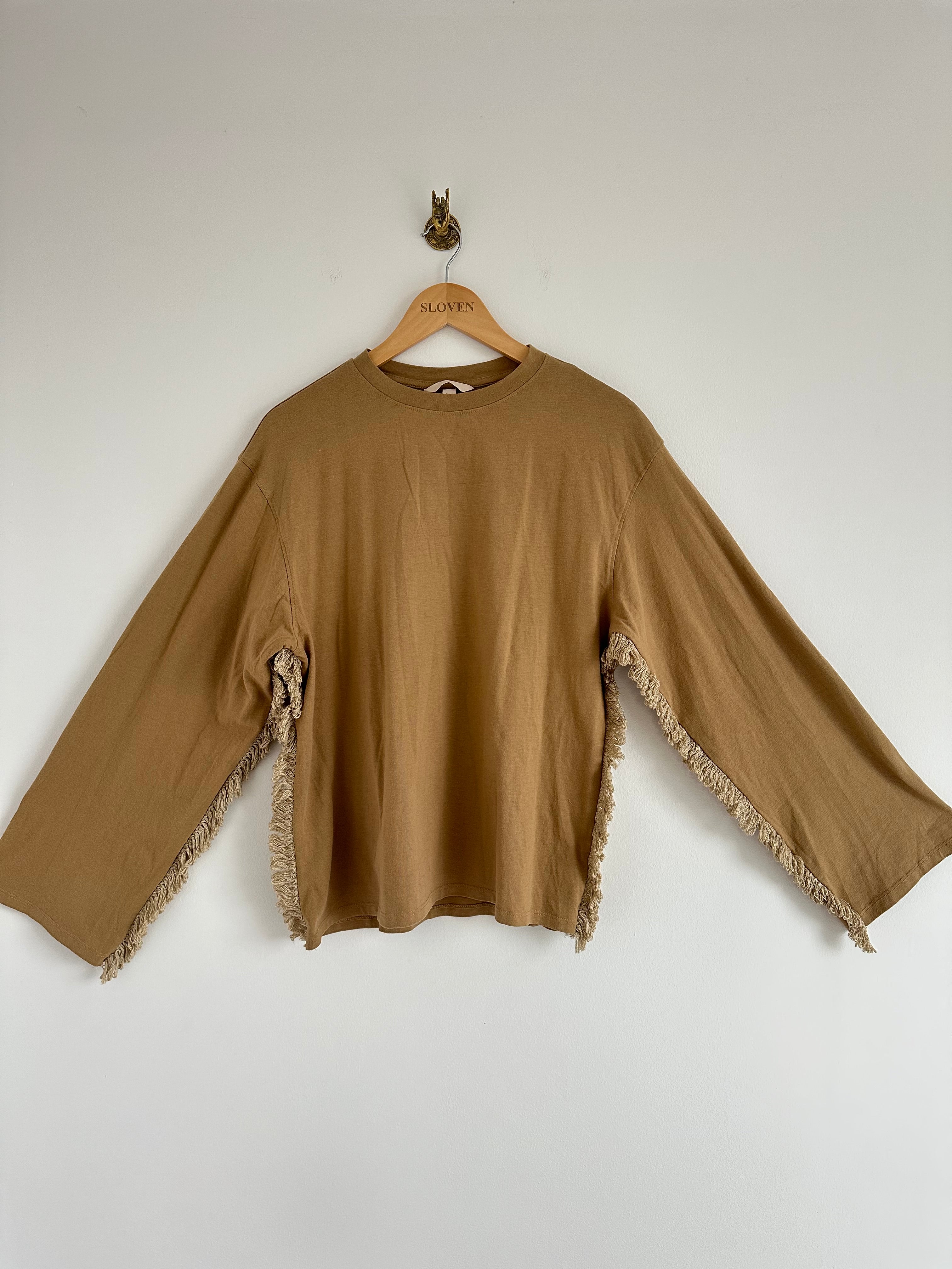 Franje longsleeve bruin