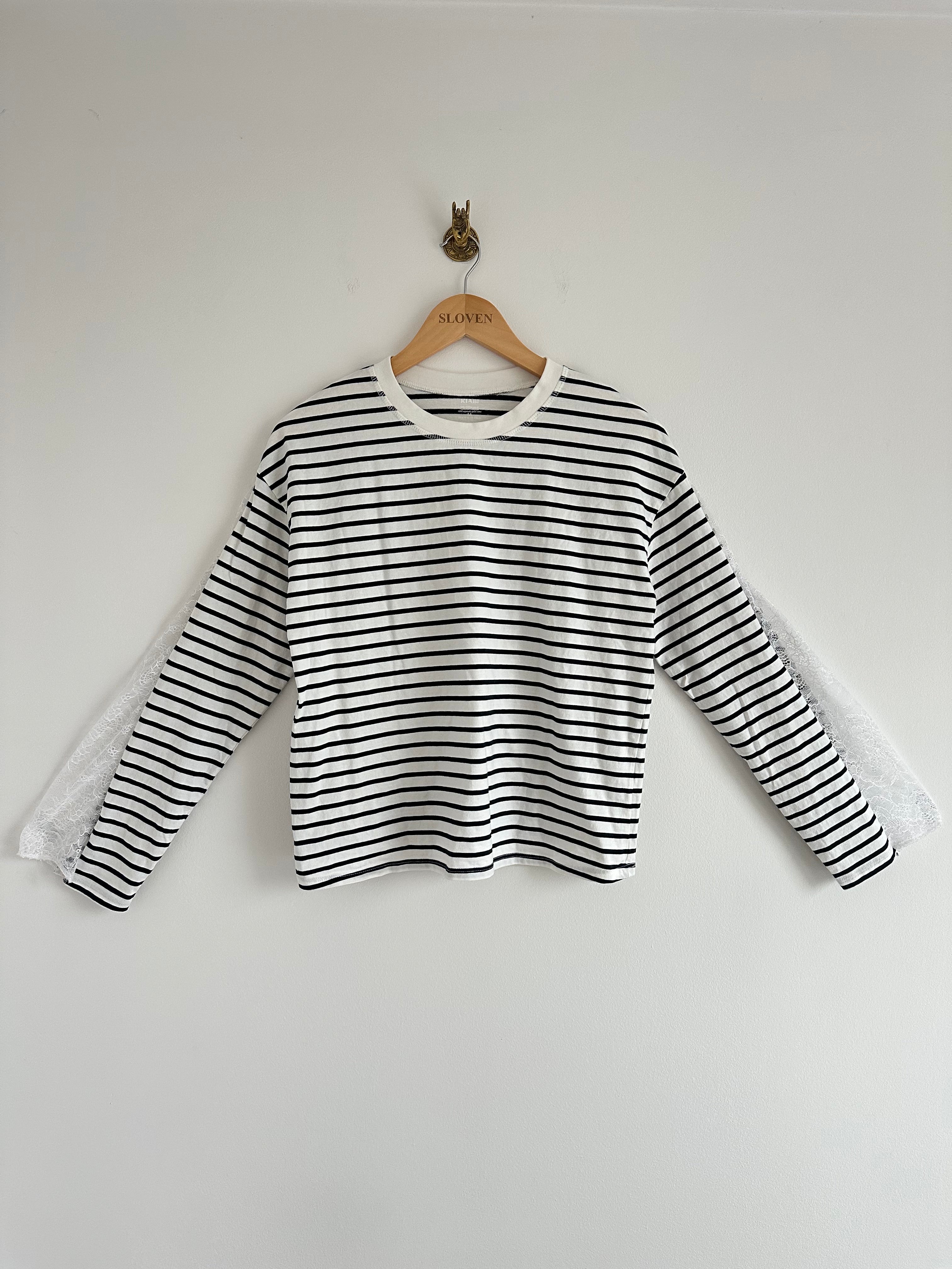 Lace longsleeve zwart wit