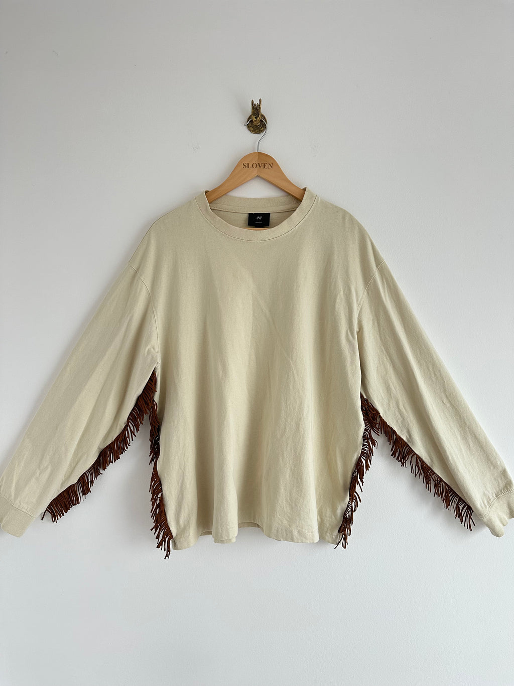 Franje longsleeve beige