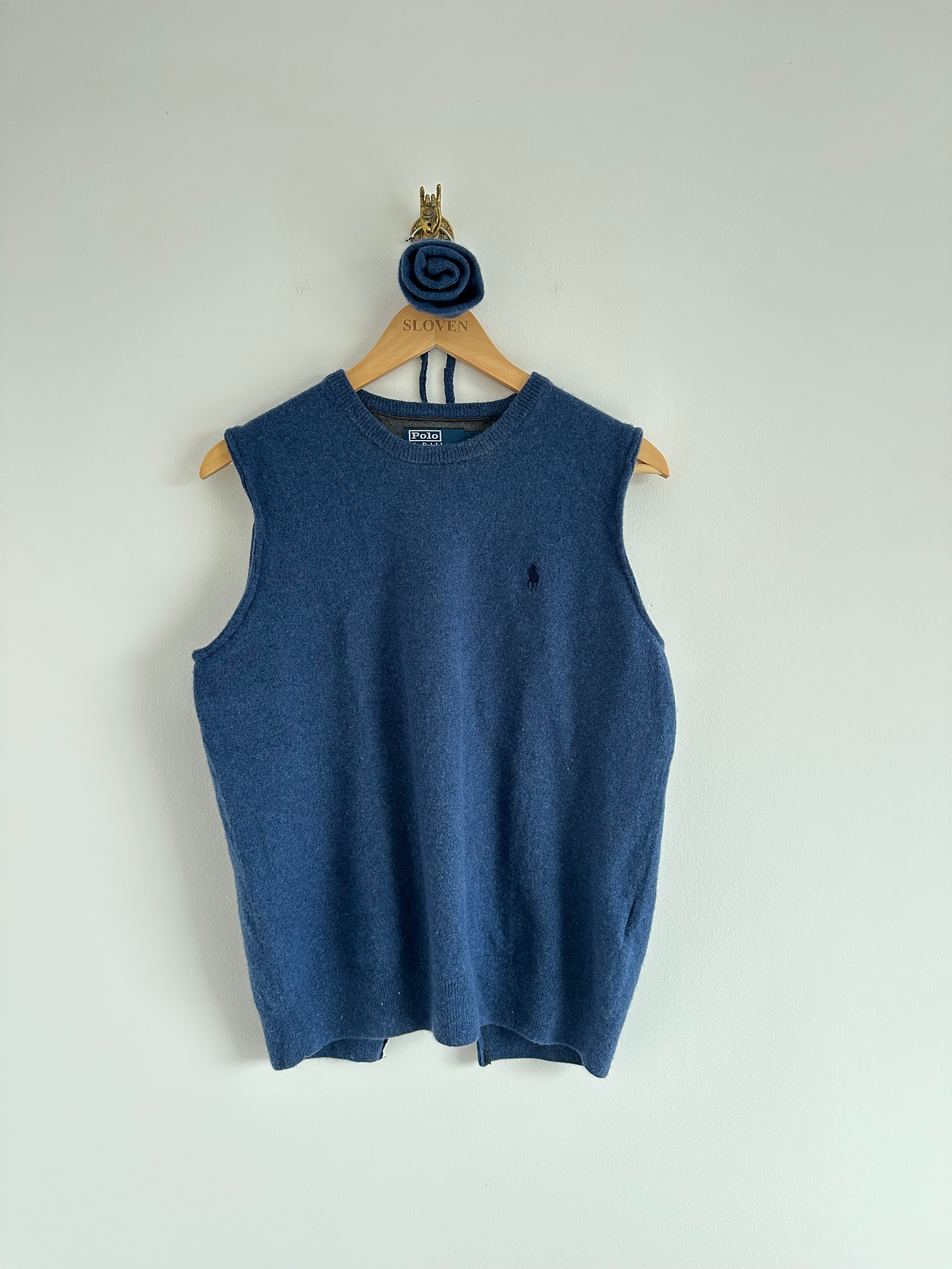 Wollen top met roos blauw
