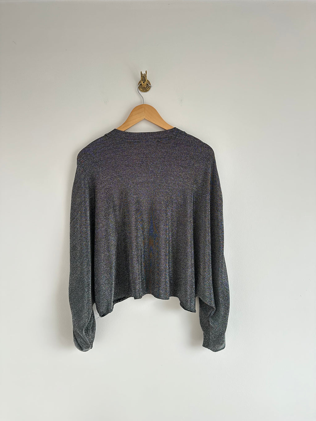 Glitter longsleeve elastiek zilver