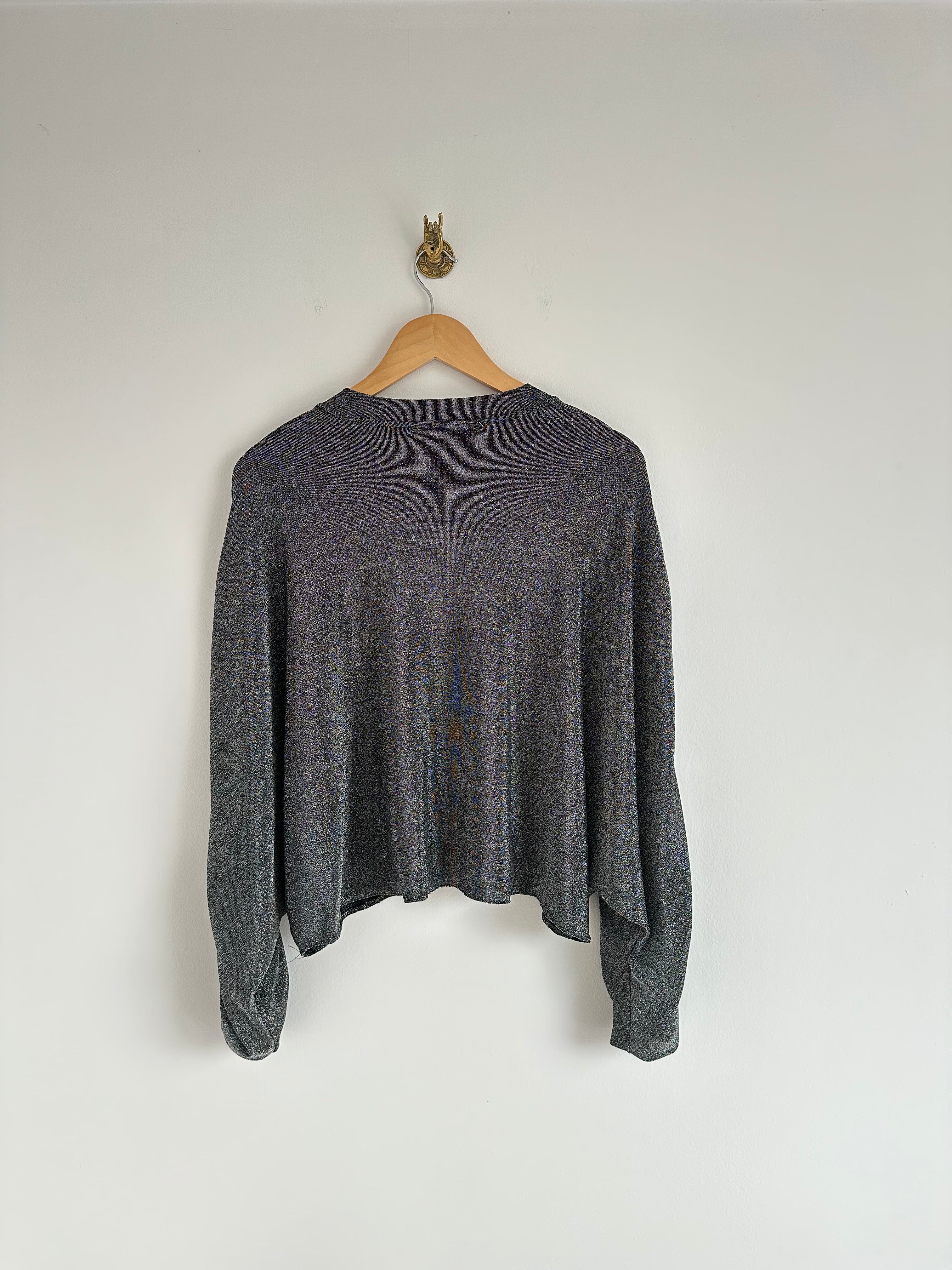 Glitter longsleeve elastiek zilver