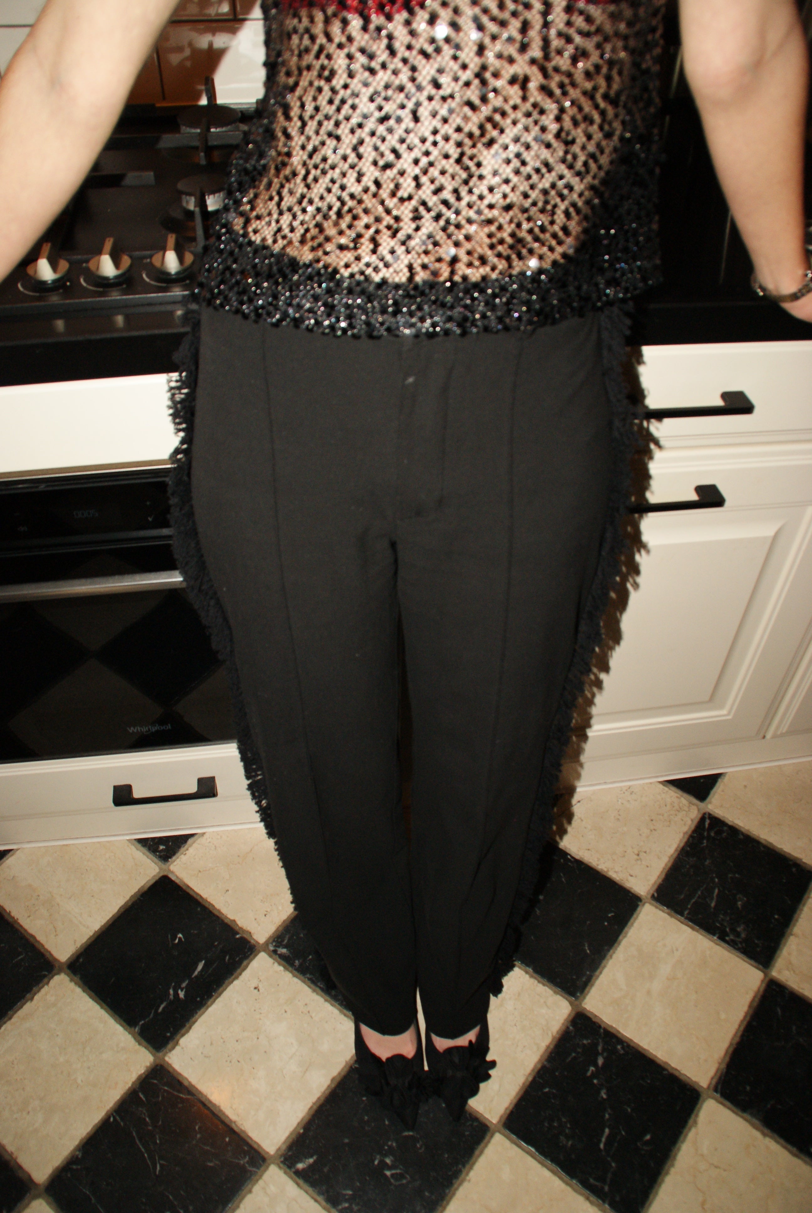 Franje pantalon zwart