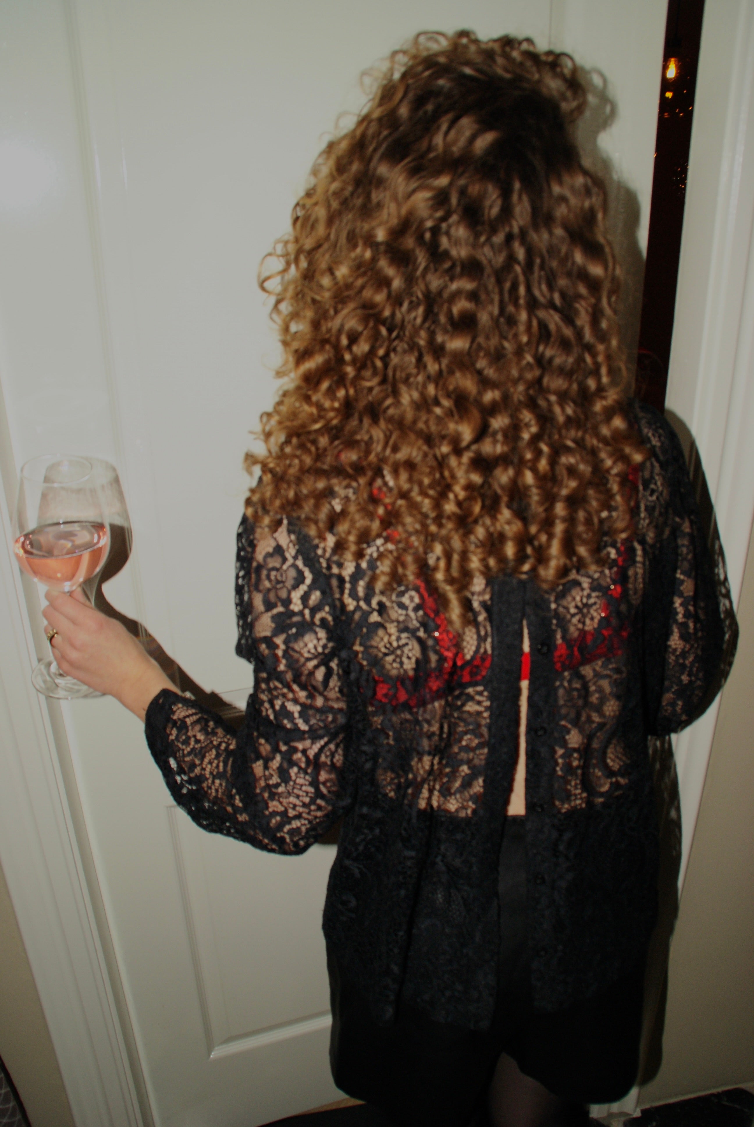 Lace blouse zwart