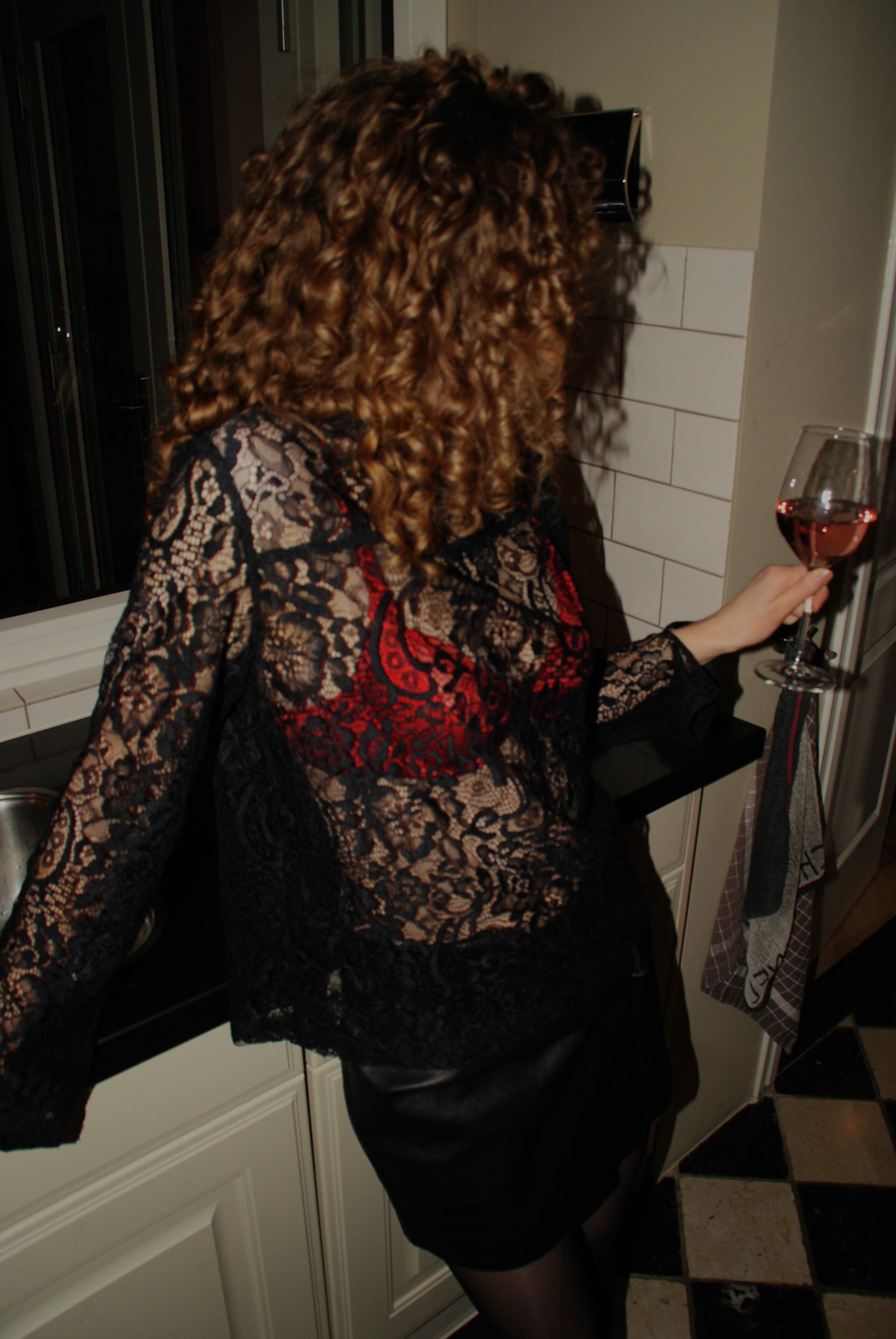Lace blouse zwart