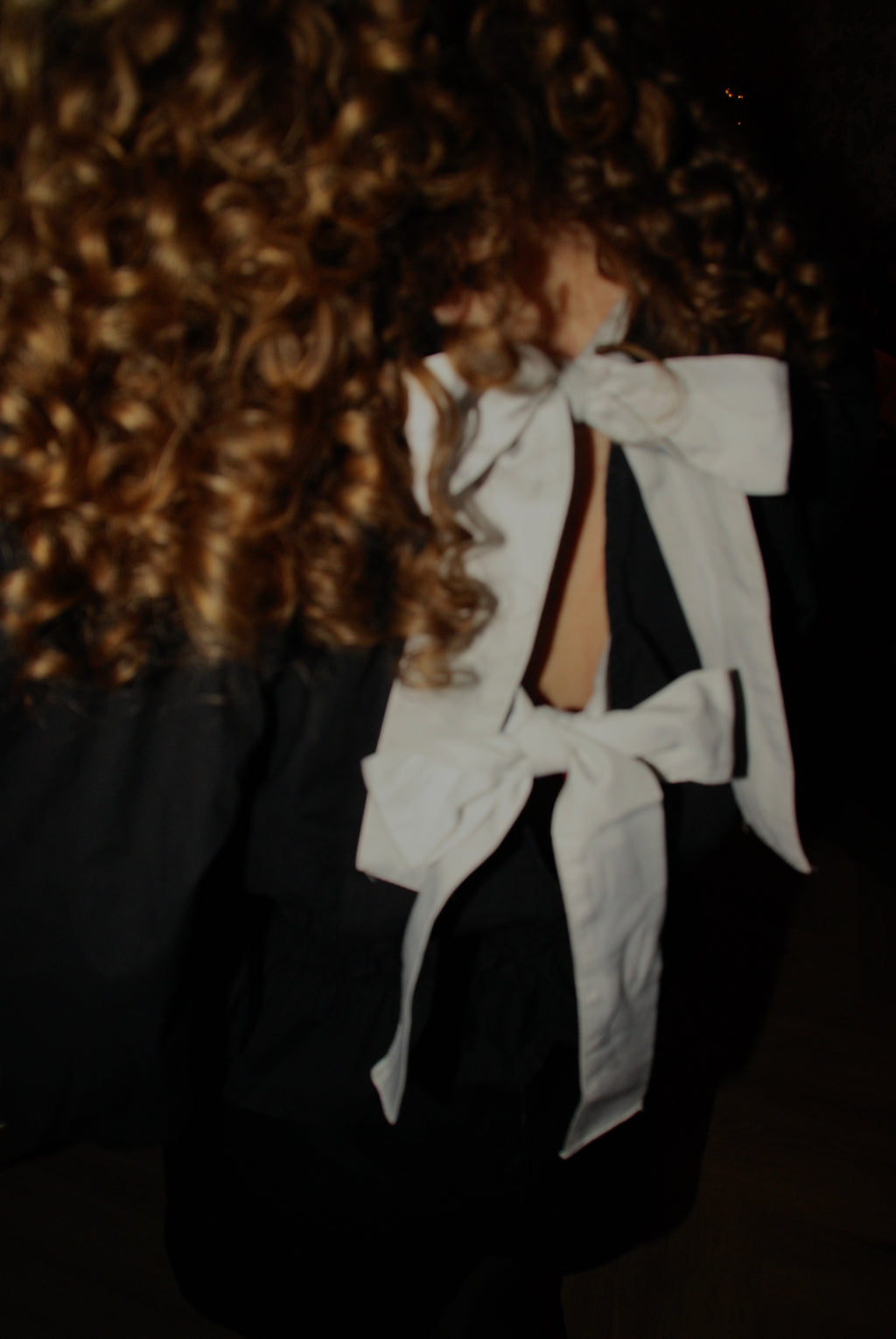 Bow blouse elastiek zwart