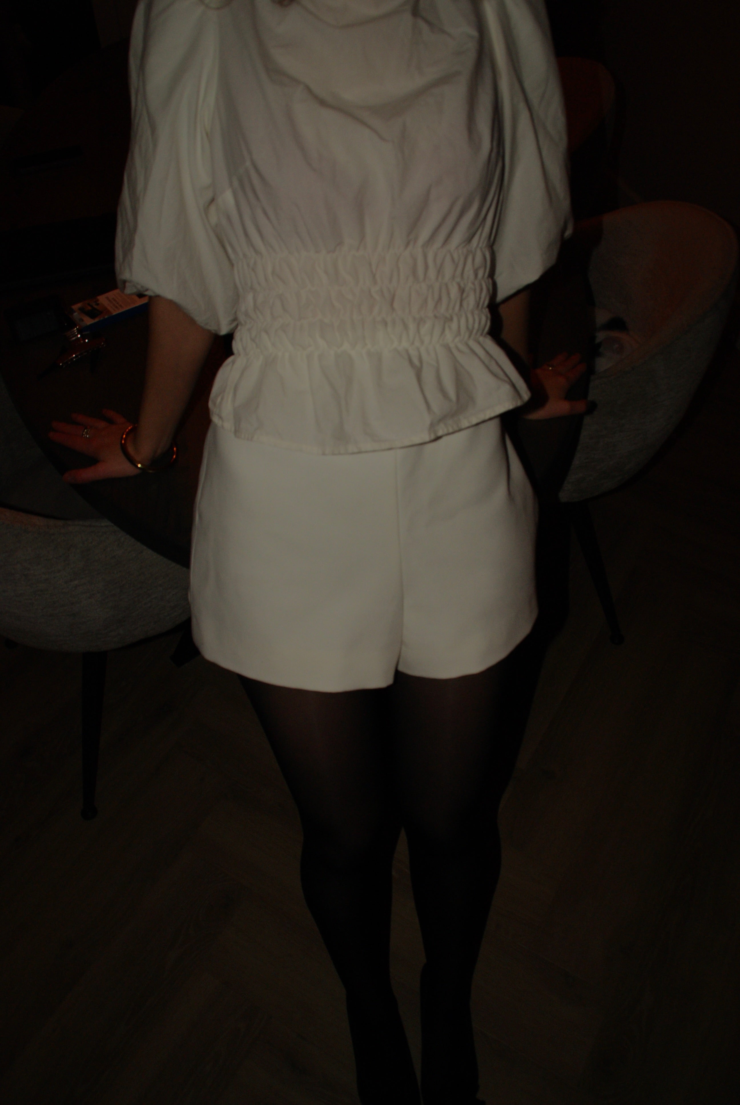 Bow blouse elastiek wit