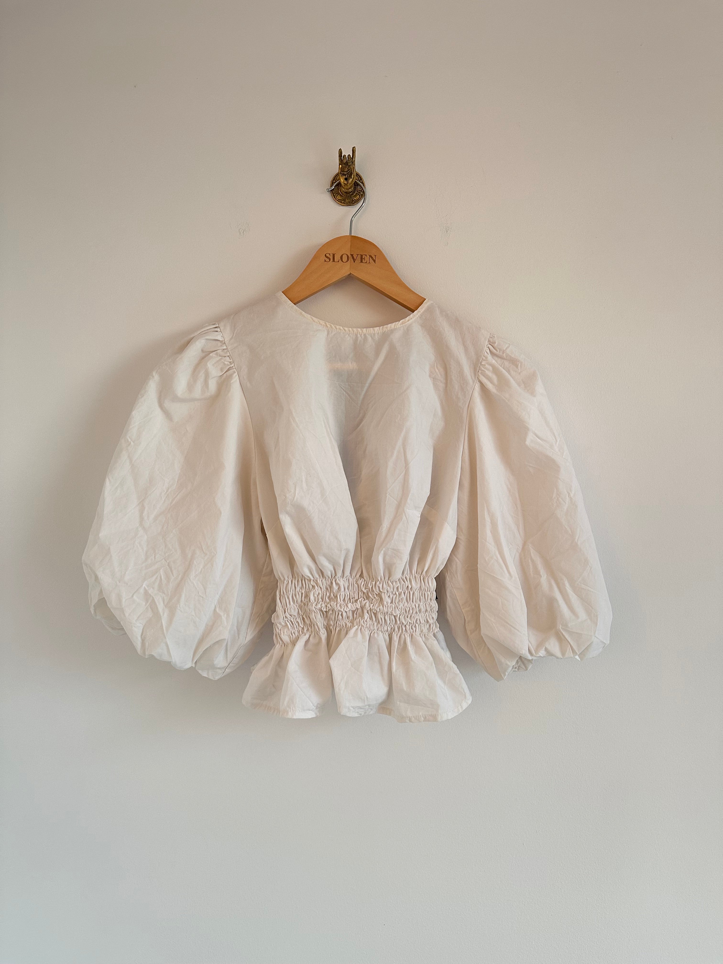 Bow blouse elastiek wit